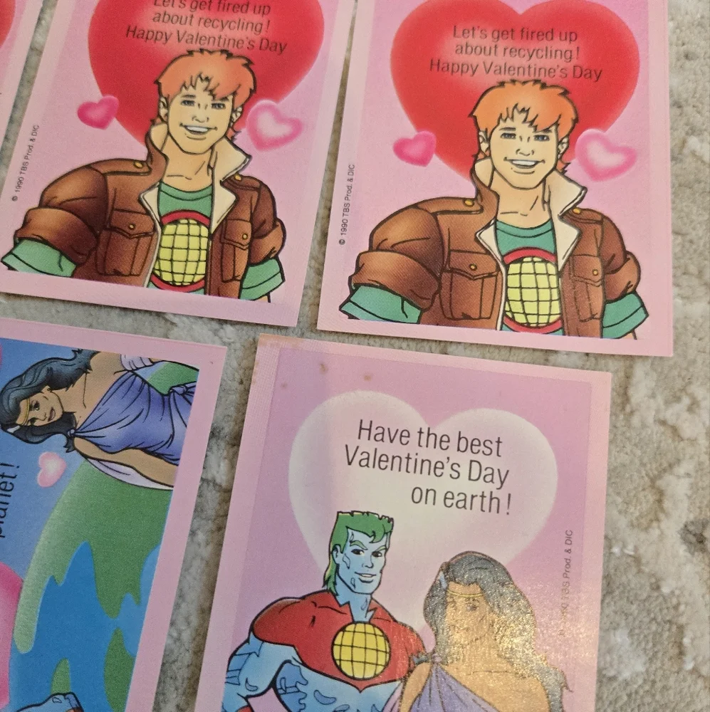 10 Vintage 1990 Captain Planet Valentine's Day Cards With Envelopes